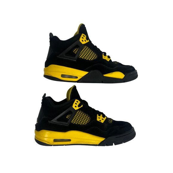 AUTHENTIC Air Jordan 4 Retro Thunder Black & Tour Yellow Sneakers • Women's 8.5 - Picture 6 of 16